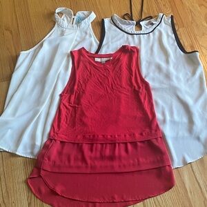 LOFT Women's Sleeveless Blouses - Red and White